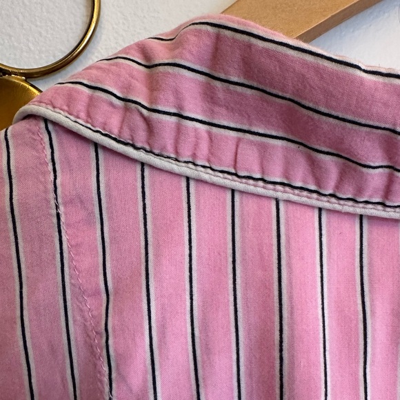 SOLD Lauren Ralph Lauren Size Large Pink Stripe Pajama 2Piece Capri Set Monogram - Picture 8 of 13